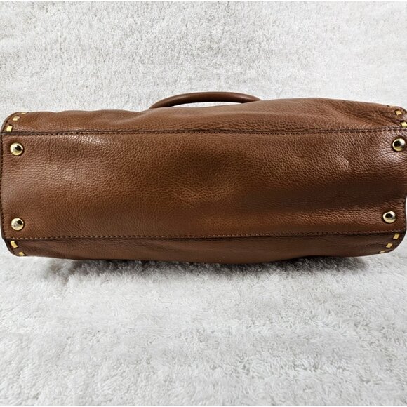Michael Kors Hamilton Luggage Brown Pebble Leather Whipstitch Satchel Crossbody - Picture 8 of 13